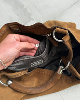 PRADA LEATHER SUEDE & CHROME SHOULDER BAG