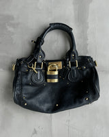 CHLOE BY PHOEBE PHILO BLACK LEATHER PADDINGTON BAG