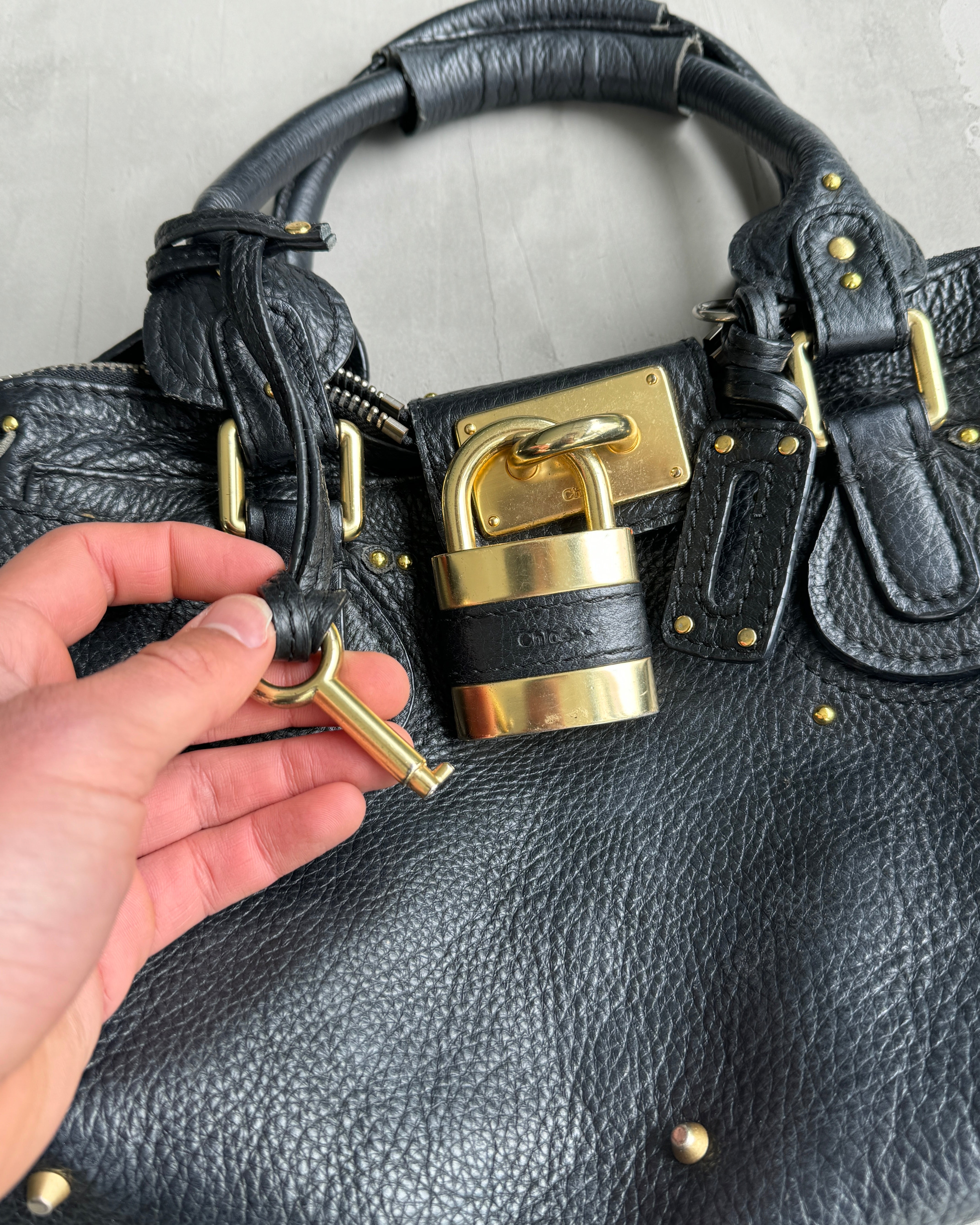 CHLOE BY PHOEBE PHILO BLACK LEATHER PADDINGTON BAG