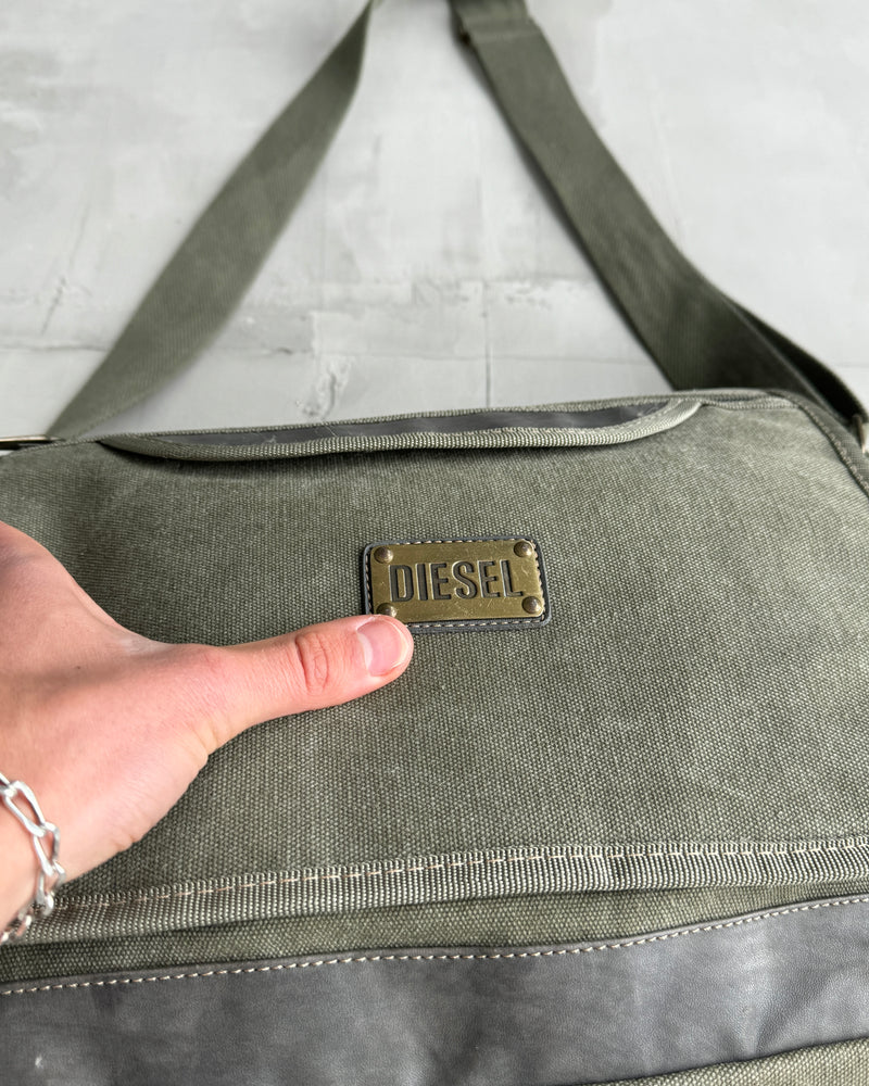 DIESEL 2000'S LARGE CANVAS CROSS BODY BAG