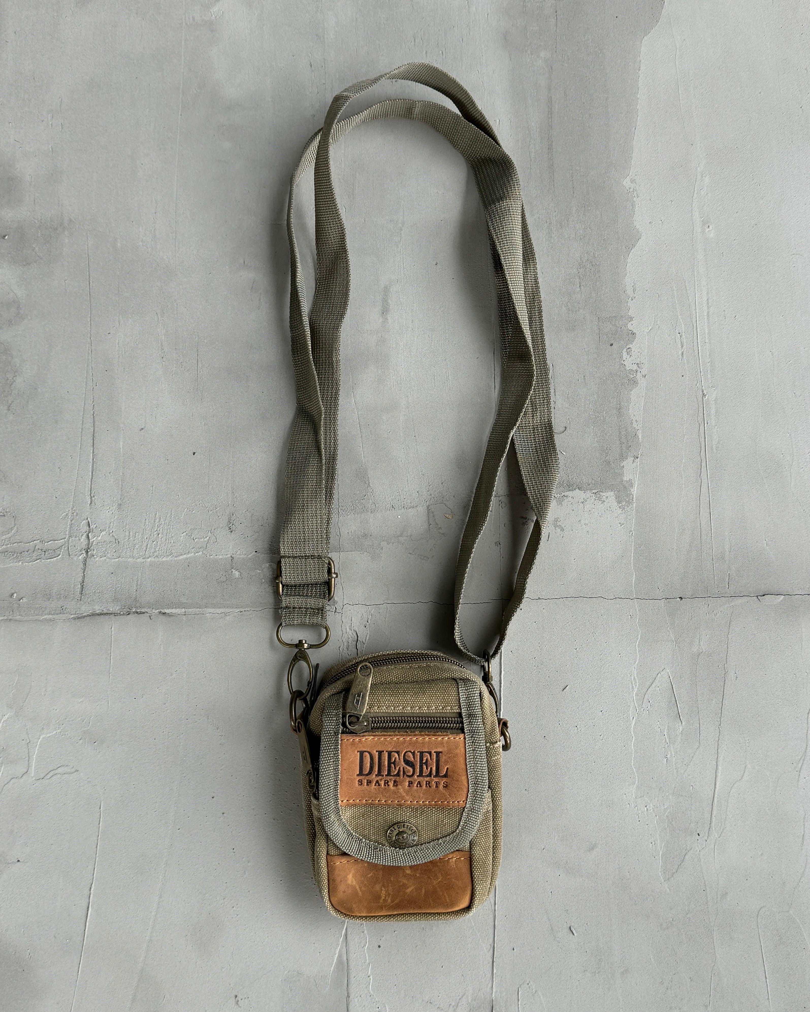 DIESEL LEATHER & CANVAS MINI SIDE BAG