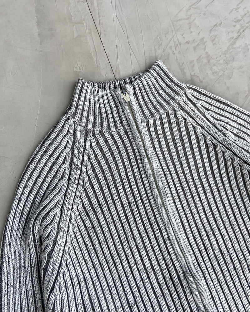 RIBBED KNIT ZIP-UP SWEATSHIRT - M