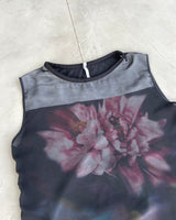 COP COPINE DOUBLE LAYER FLOWER MESH VEST TOP - L