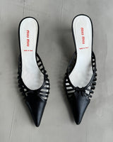 MIU MIU 2000'S LEATHER BOW KITTEN HEELS - EU 38.5 / UK 5.5