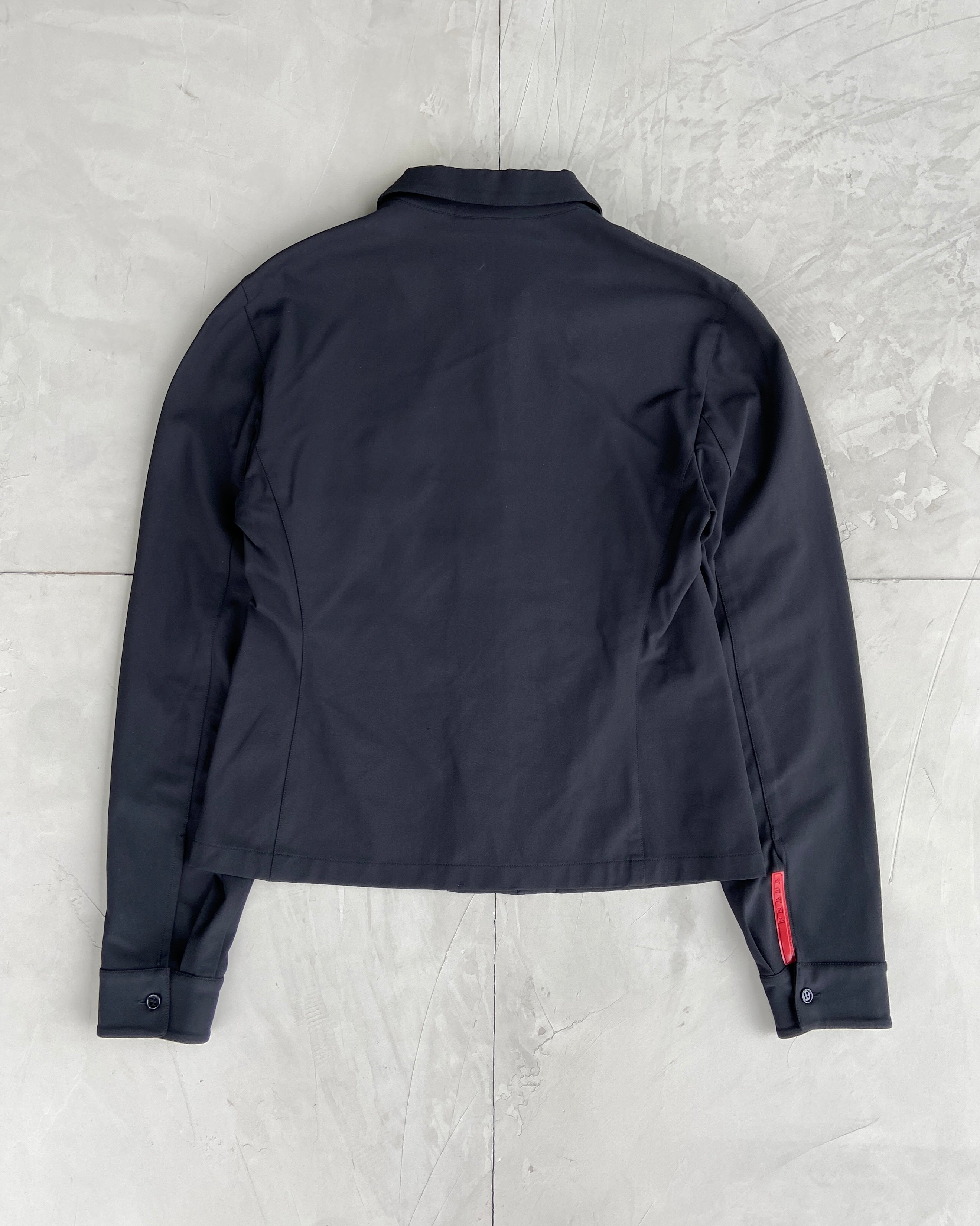 PRADA SPORT NYLON STRETCH ZIP UP SHIRT - L