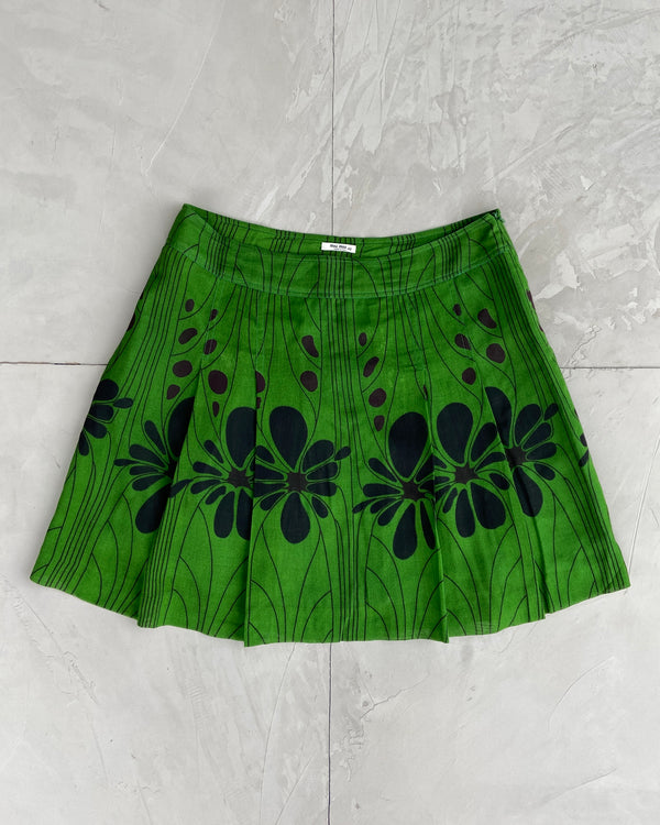 MIU MIU FW2001 PLEATED FLOWER SKIRT - M