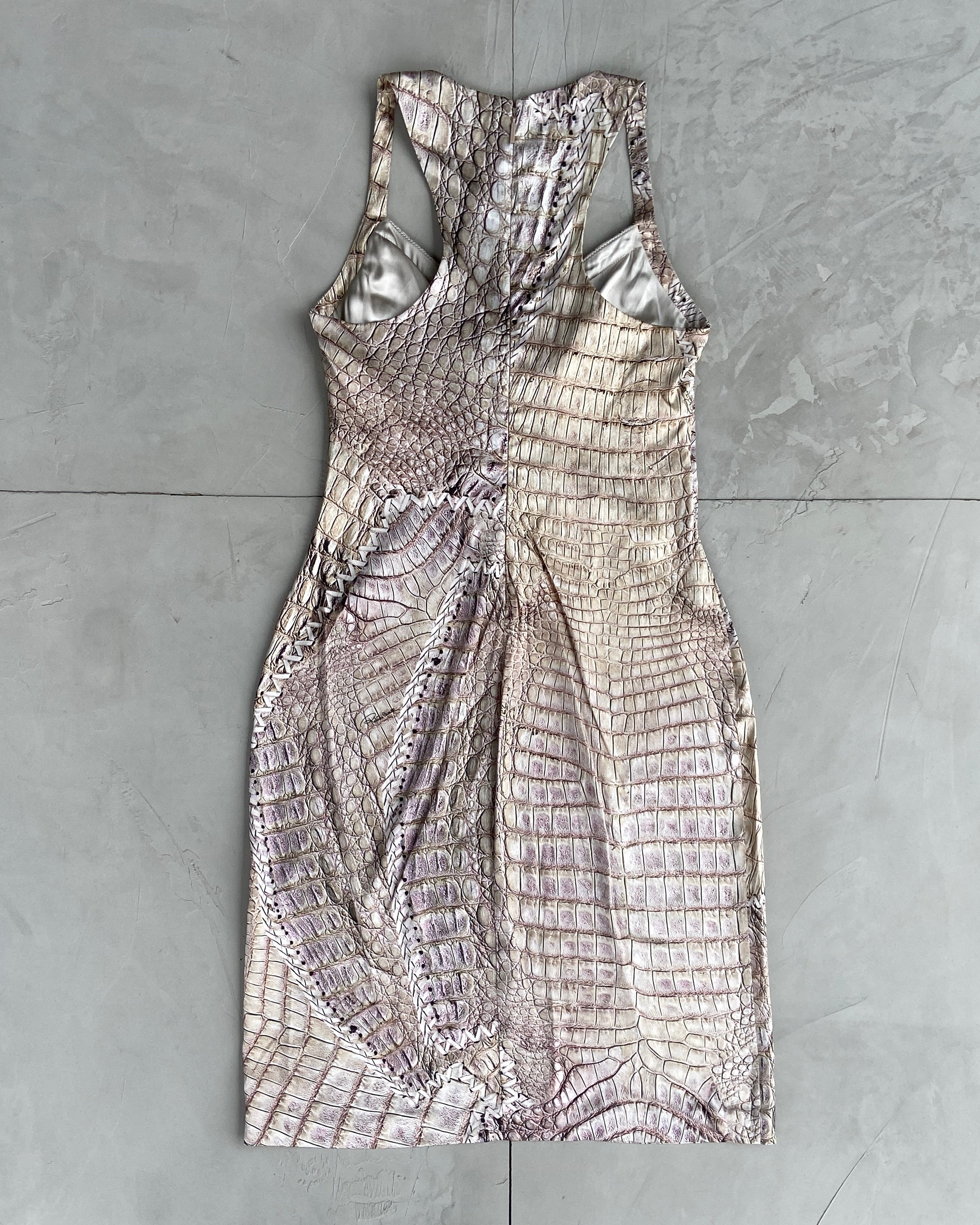 ROBERTO CAVALLI SS2011 SNAKE PRINT FRINGE DRESS - M
