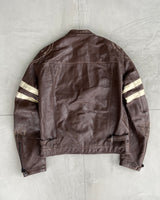 GAS 1990'S LEATHER RACER BIKER JACKET - L