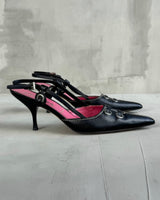 PRADA BLACK LEATHER LACE UP KITTEN HEELS  - EU 35.5 / UK 3