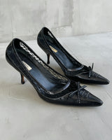 PRADA LEATHER MESH & BOW HEELS - EU 36 / UK 3.5