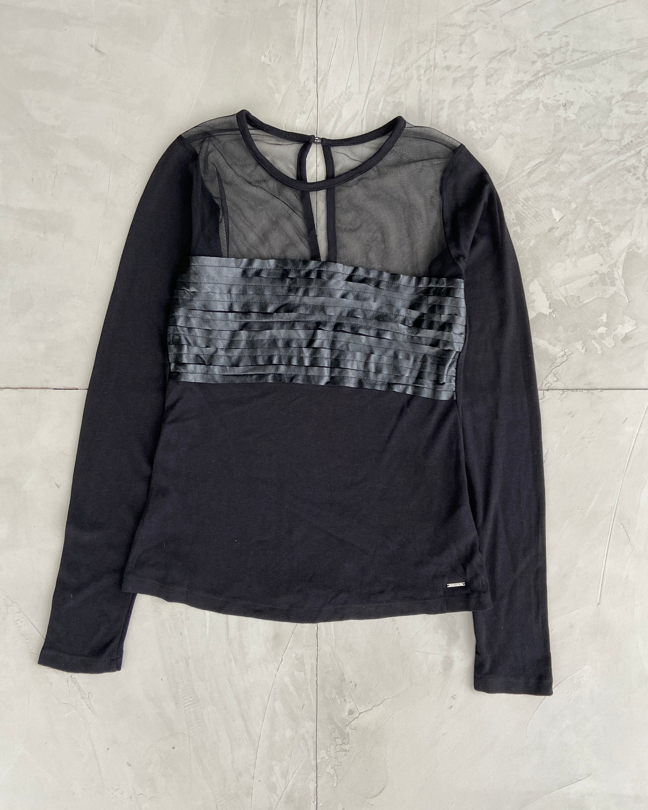 DIESEL LONG SLEEVE SHEER MESH TOP - M