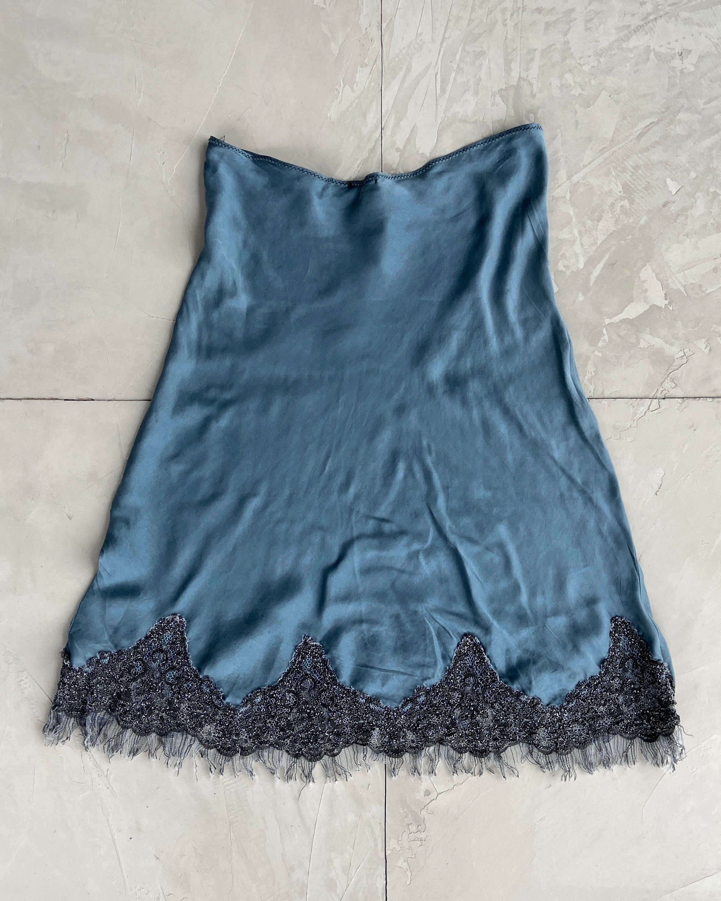 ITALIAN EMBROIDERED SILK MIDI SKIRT - M