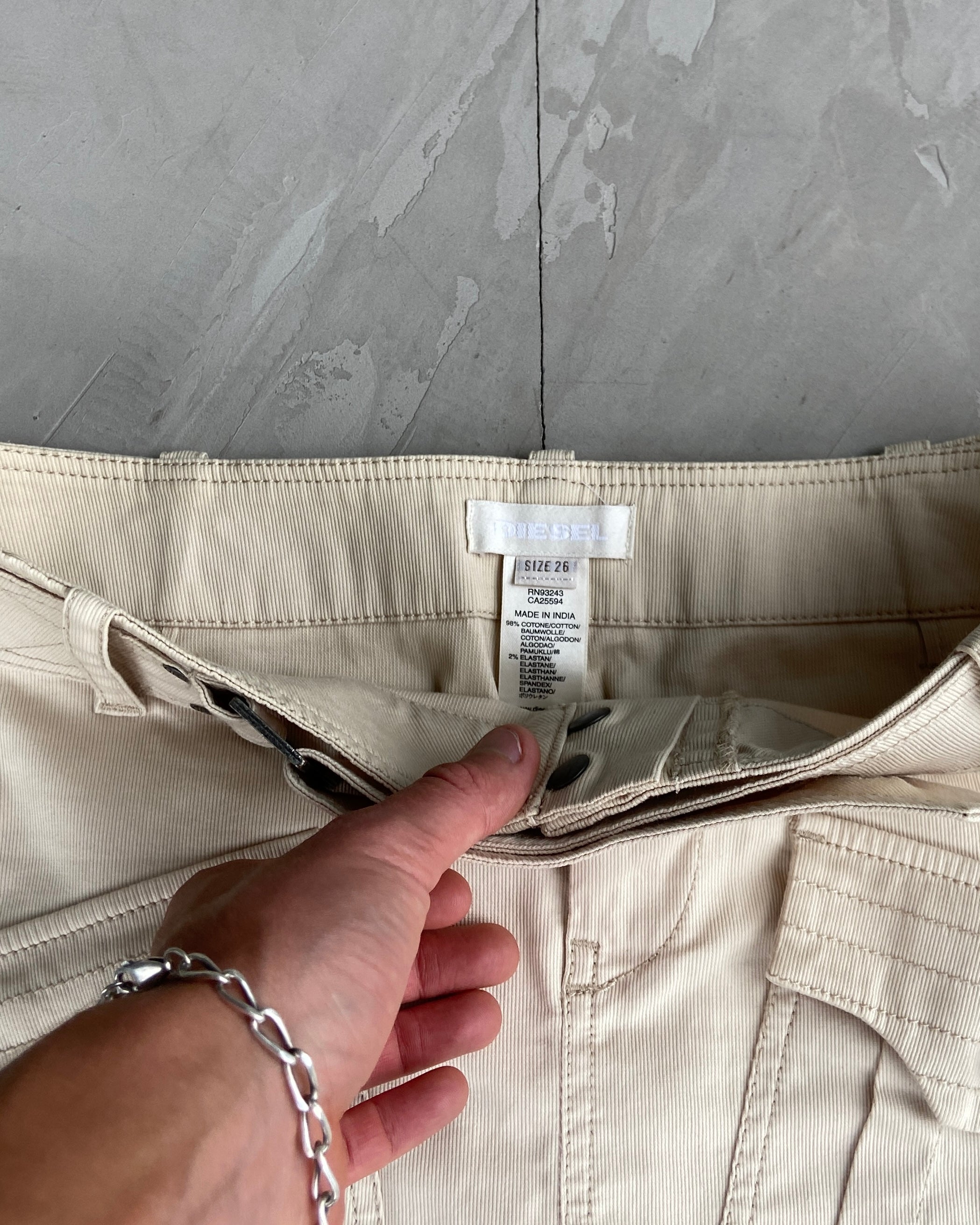 DIESEL 2000'S CORD WRAP CARGO MINI SKIRT - S/M