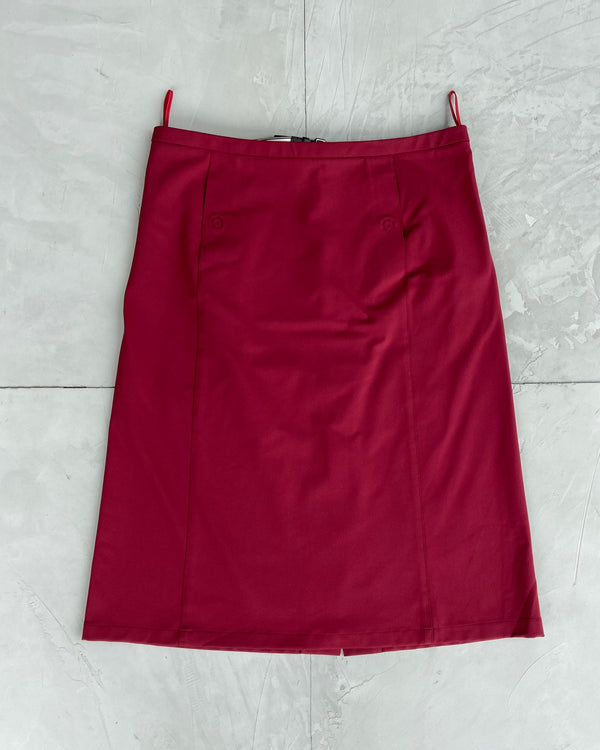 PRADA SPORT RED BELTED MIDI SKIRT - M