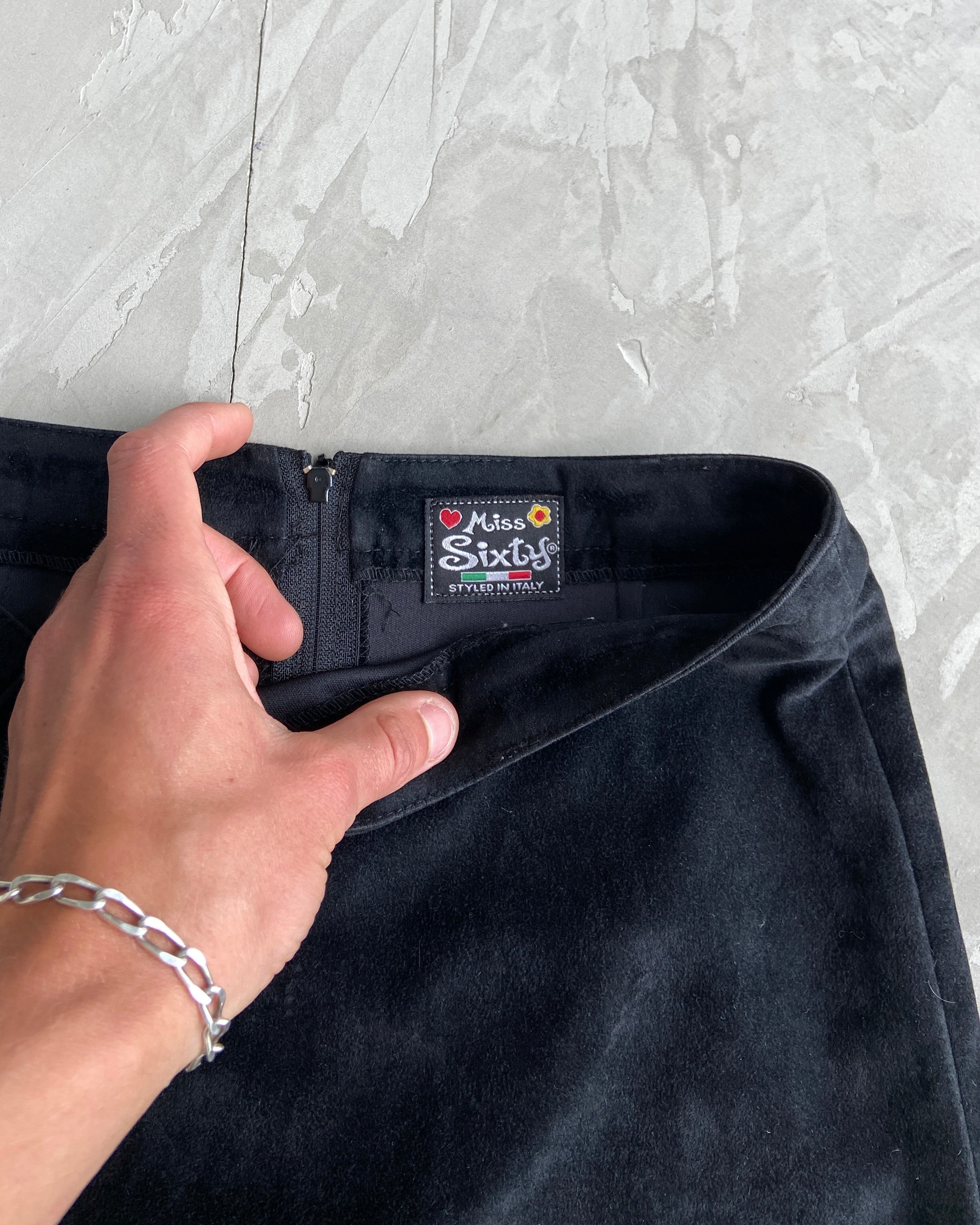MISS SIXTY 2000'S VELVET MINI SKIRT - S