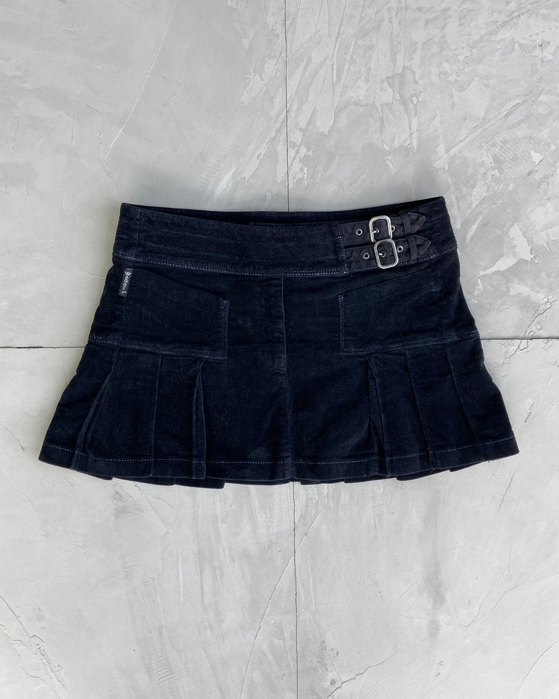 ARMANI JEANS VELVET PLEATED MINI SKIRT - S