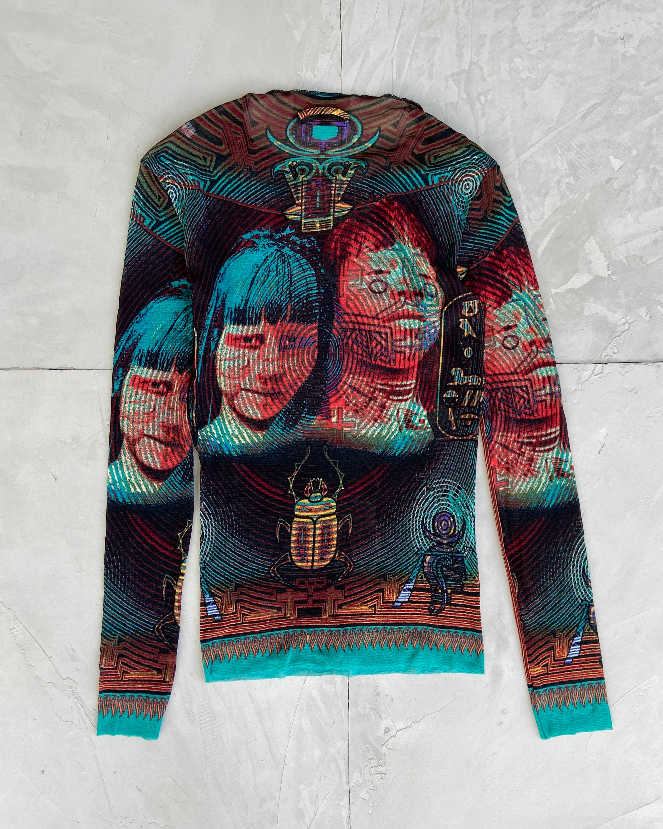 JEAN PAUL GAULTIER AW1996 GRAPHIC FACES MESH TOP - M