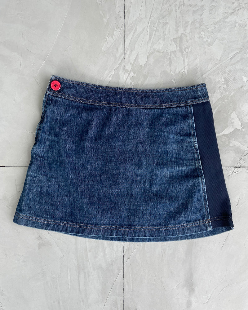 PRADA SPORT DENIM & NYLON MINI SKIRT - UK 10