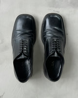 PRADA BLACK LEATHER SQUARE TOE DERBY SHOES - UK 8.5