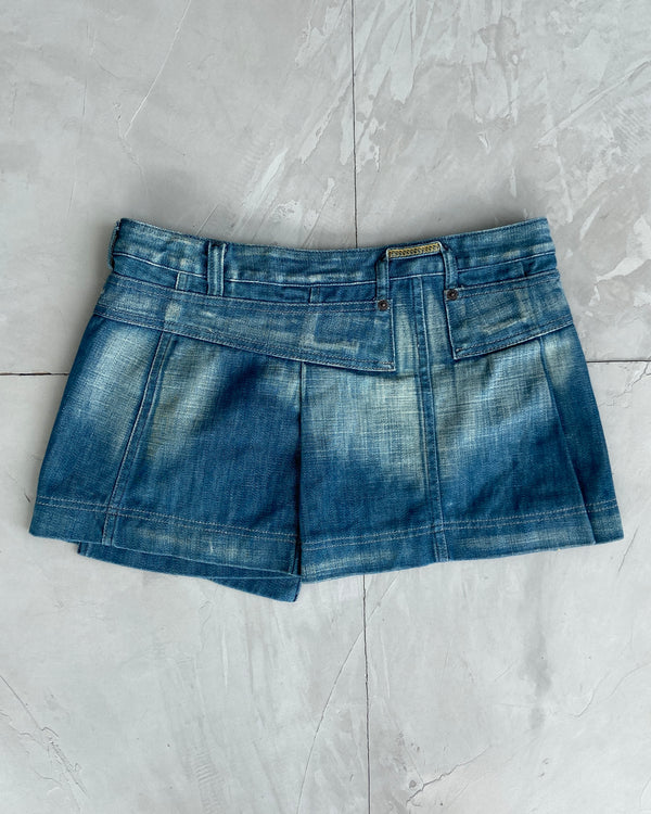 DIESEL DENIM ASYMMETRIC WRAP MINI SKIRT - S/M