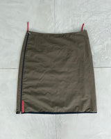 PRADA SPORT KHAKI NYLON ZIPPER SKIRT - M/L