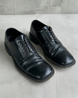 PRADA BLACK LEATHER SQUARE TOE DERBY SHOES - UK 8.5