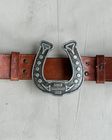 DSQUARED HORSESHOE METAL & LEATHER BELT