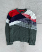 DIESEL 2000'S MOHAIR INTARSIA KNIT SWEATSHIRT - L