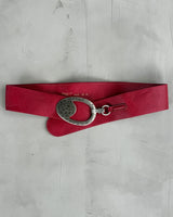 ROBAKO CEINTURES RED LEATHER BUCKLE BELT