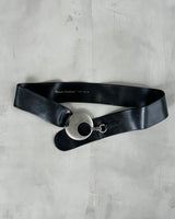 ROBAKO CEINTURES BLUE LEATHER BUCKLE BELT - W42"