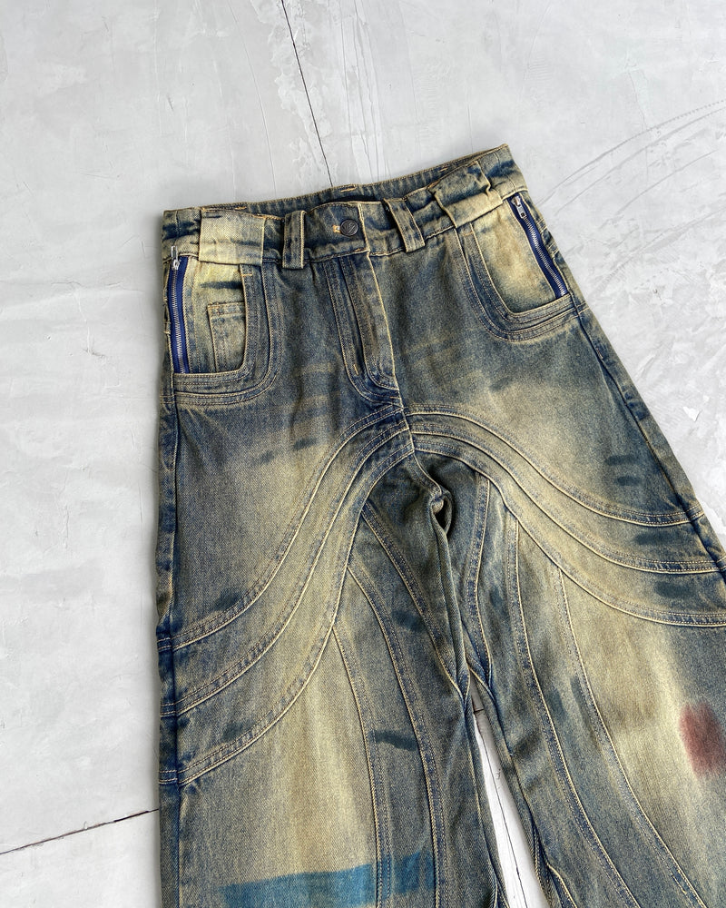 NO FAITH STUDIOS WAVE HEAVY DENIM JEANS - S