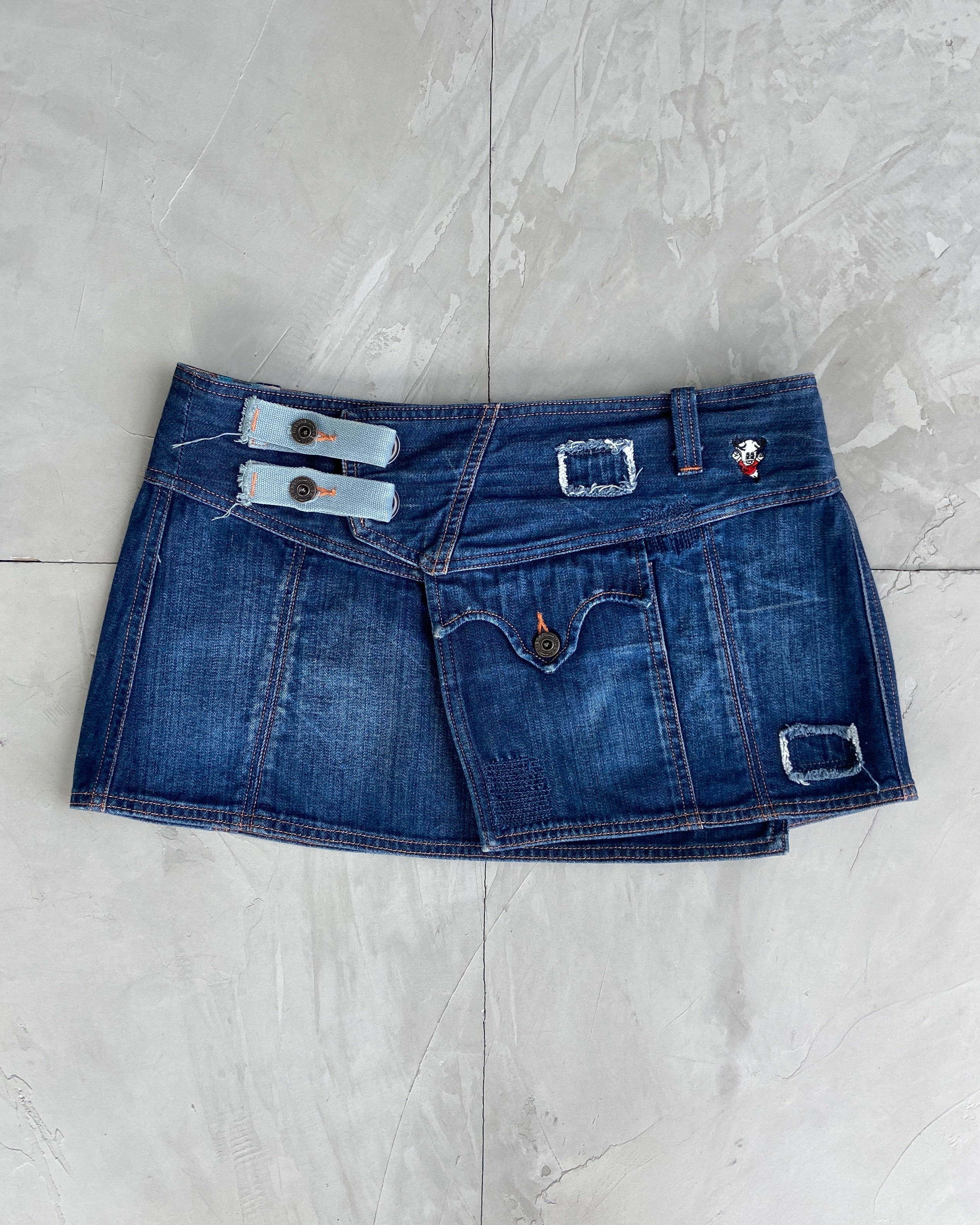 DIESEL DENIM ASYMMETRIC WRAP MINI SKIRT - M/L