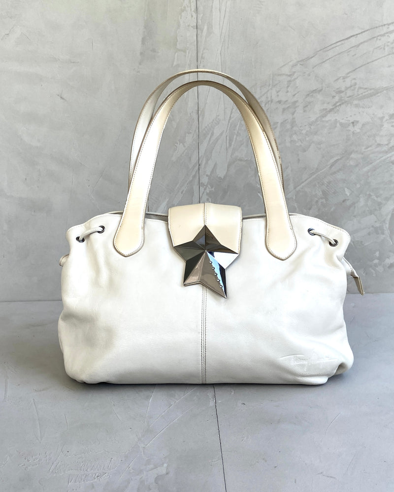 MUGLER LEATHER & CHROME STAR SHOULDER BAG