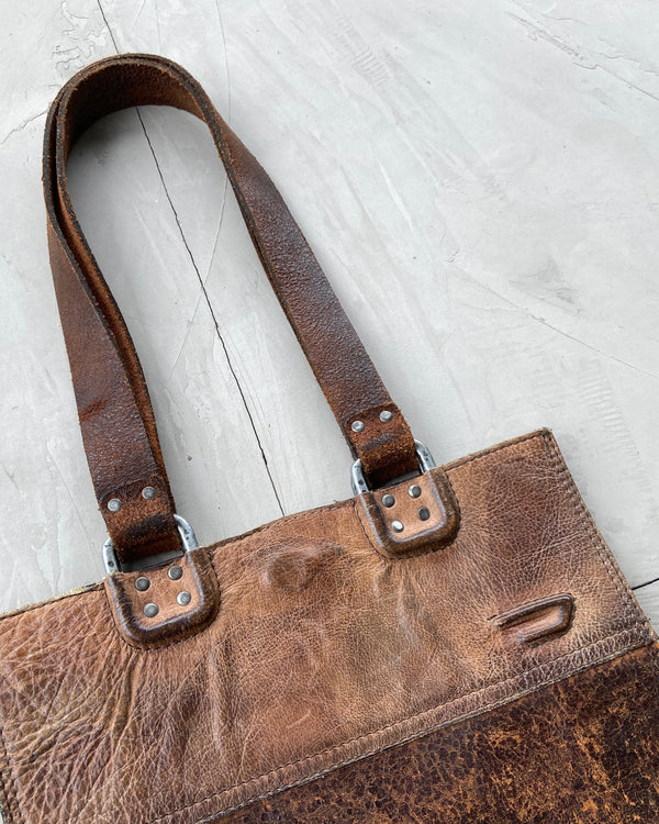 DIESEL 90'S BROWN LEATHER TOTE BAG