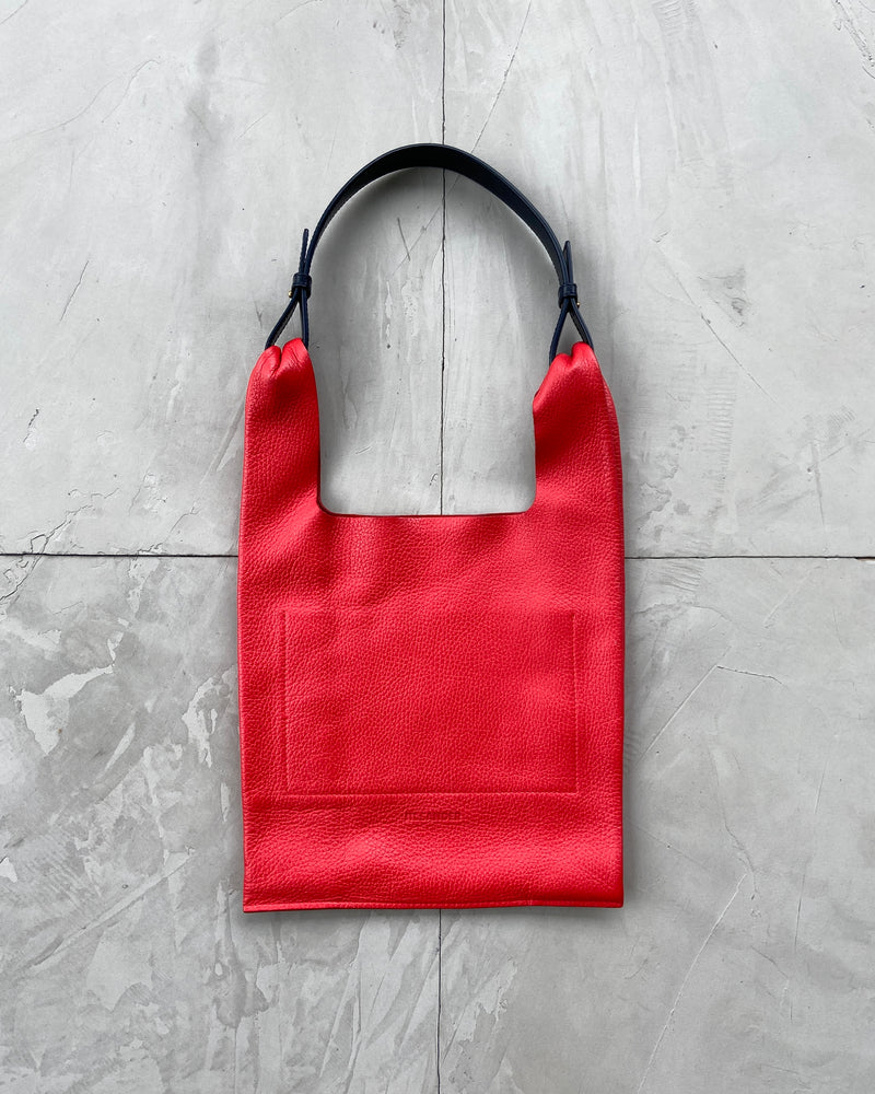 JIL SANDER RED LEATHER TOTE BAG