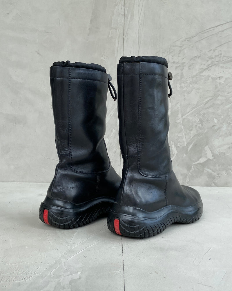 PRADA AW99 VIBRAM LEATHER TOGGLE BOOTS - UK 4