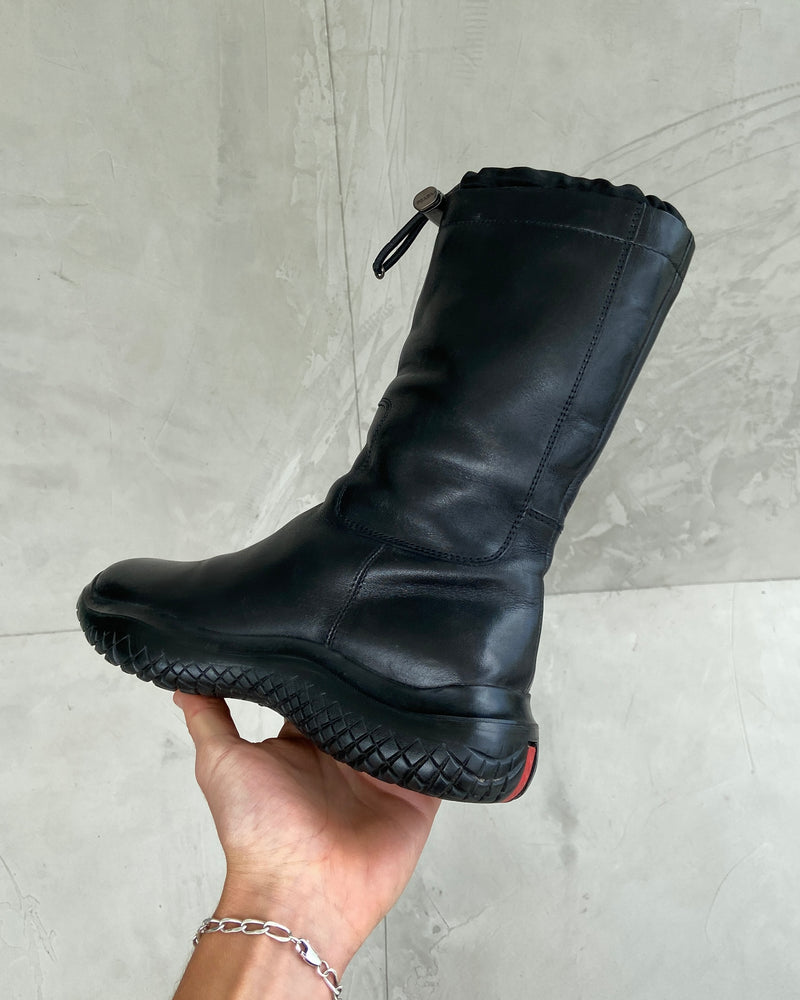 PRADA AW99 VIBRAM LEATHER TOGGLE BOOTS - UK 4