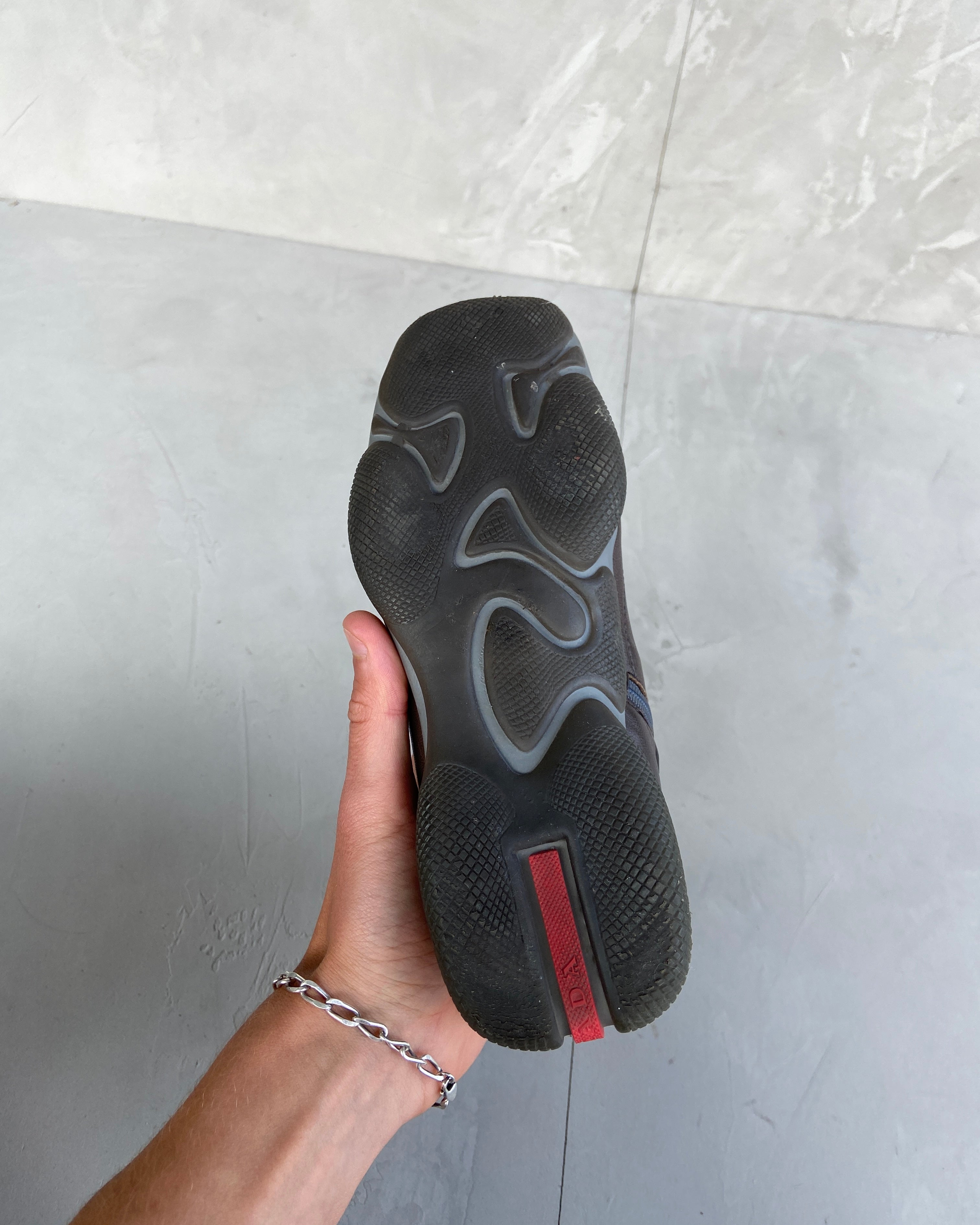 PRADA SPORT TWO-TONE LEATHER BOOTS - UK 3