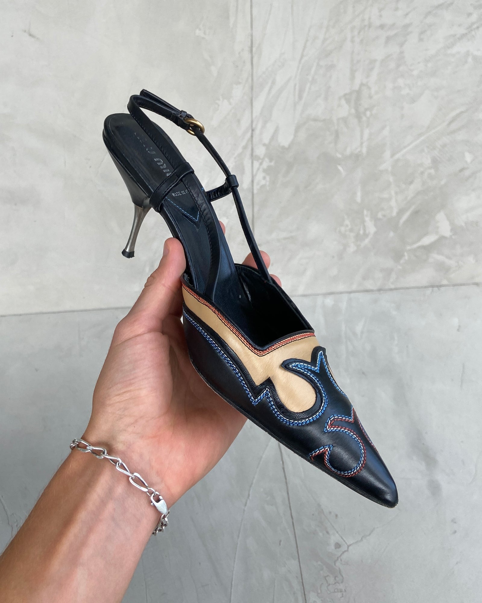 Miu Miu 00s ウエスタン パンプス western heels MIU MIU 2000'S WESTERN SLING BACK KITTEN HEELS - EU 39 / UK