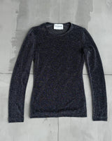 PACO RABANNE BLACK & SILVER MESH LONG SLEEVE TOP - M