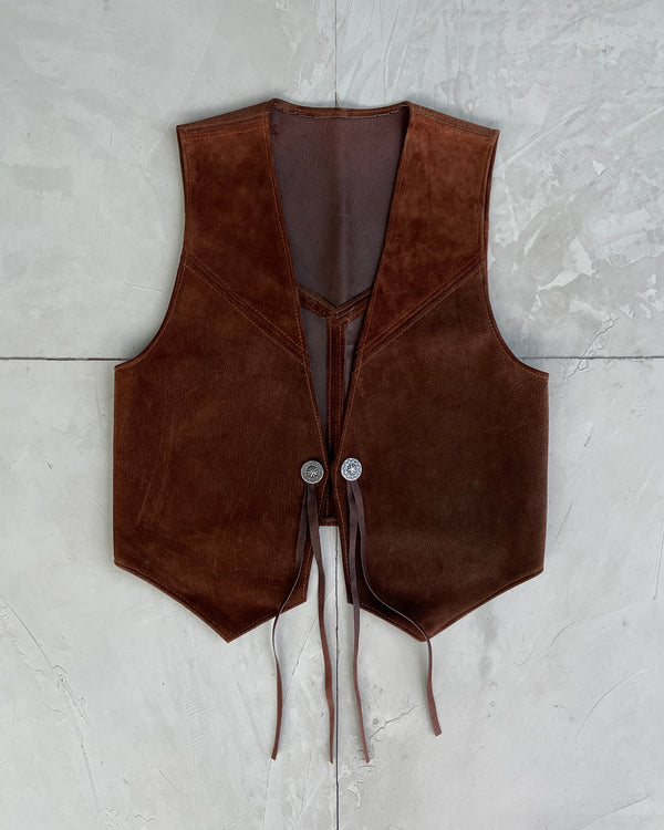 2000'S LEATHER SUEDE WAISTCOAT - M