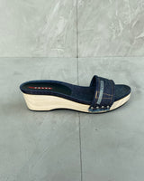 PRADA 2000'S DENIM WEDGE SANDAL - UK 5