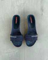 PRADA 2000'S DENIM WEDGE SANDAL - UK 5