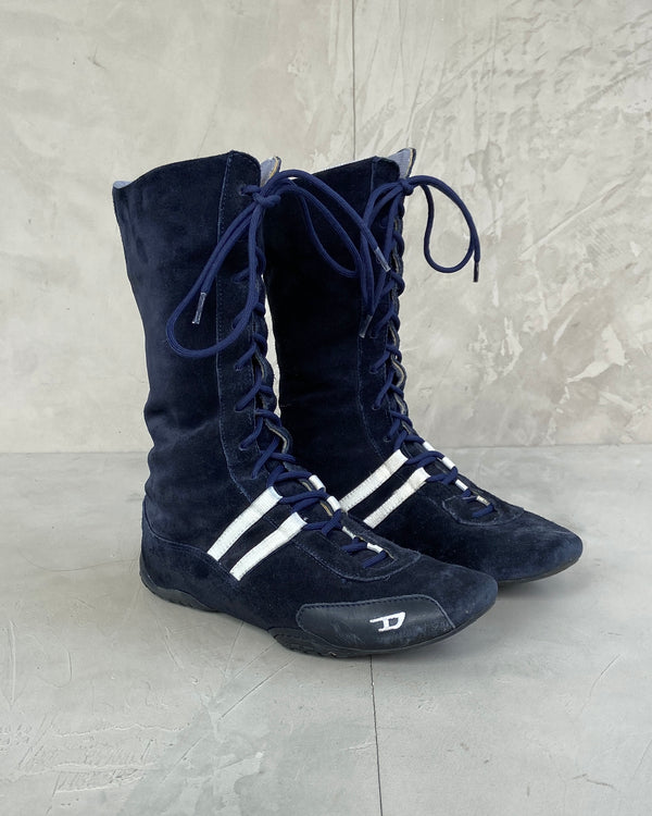 DIESEL 90'S LEATHER & SUEDE BOXING BOOTS - UK 4.5