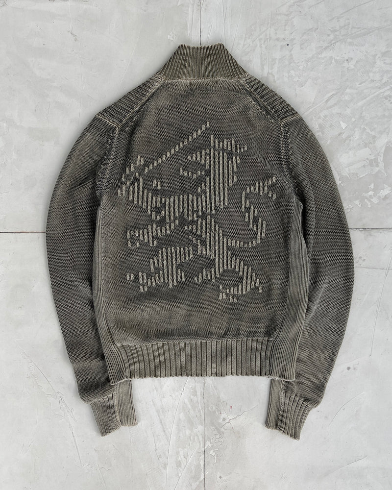 DIESEL 2000'S GRAPHIC KNIT ZIP UP SWEATSHIRT - M