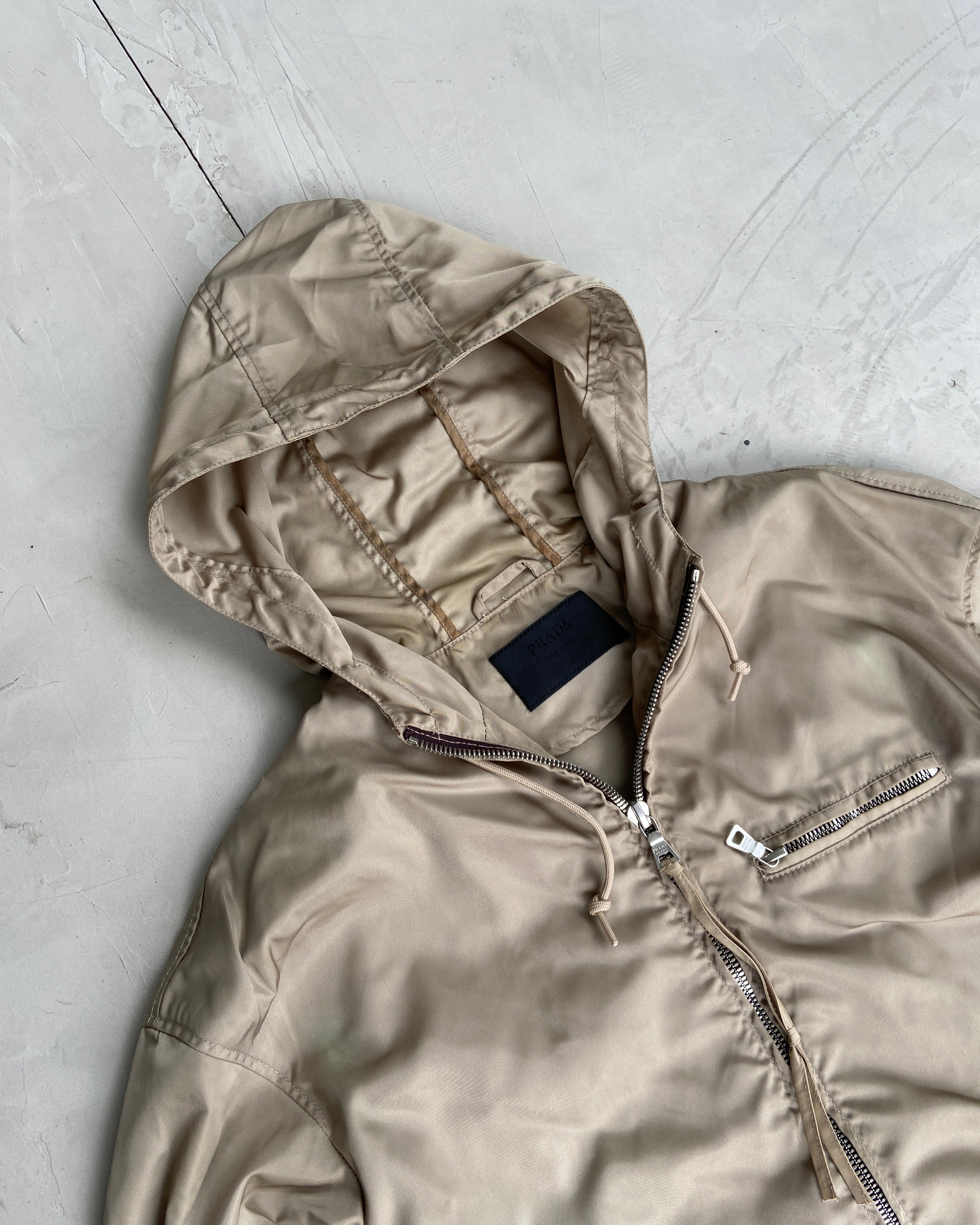 PRADA NYLON HOODED CARGO JACKET - M