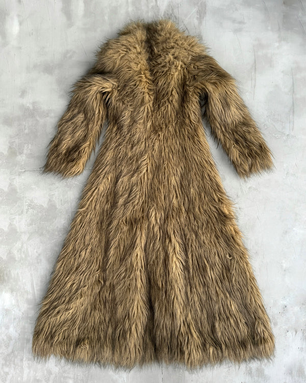 EMPORIO ARMANI 2000'S FAUX FUR FLOOR-LENGTH COAT - S