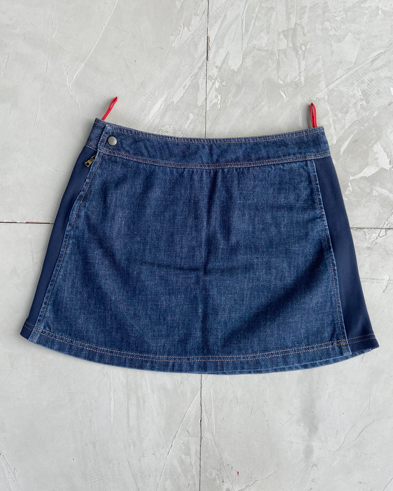 PRADA SPORT DENIM & NYLON MINI SKIRT - S