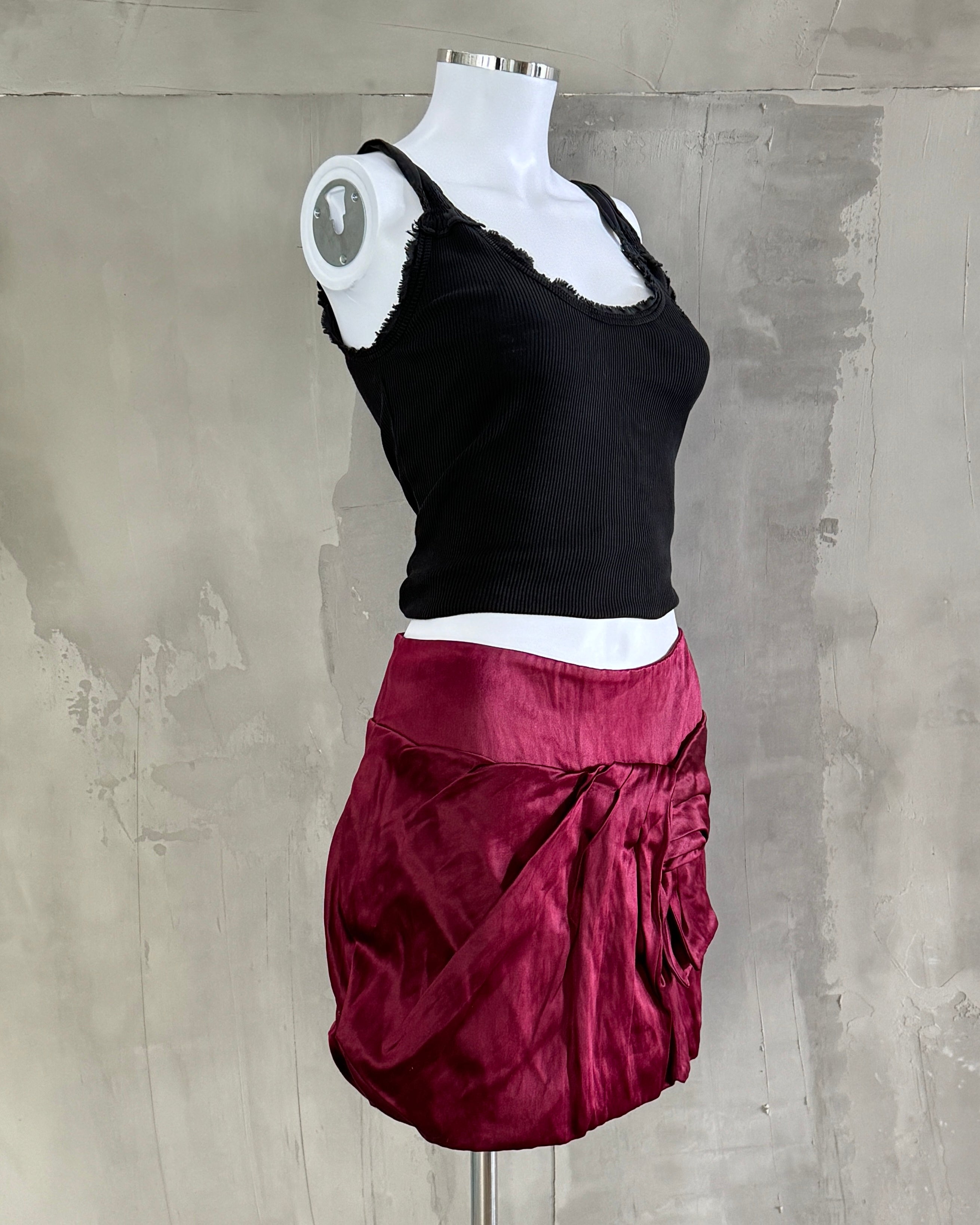PRADA RED SILK MINI SKIRT - S