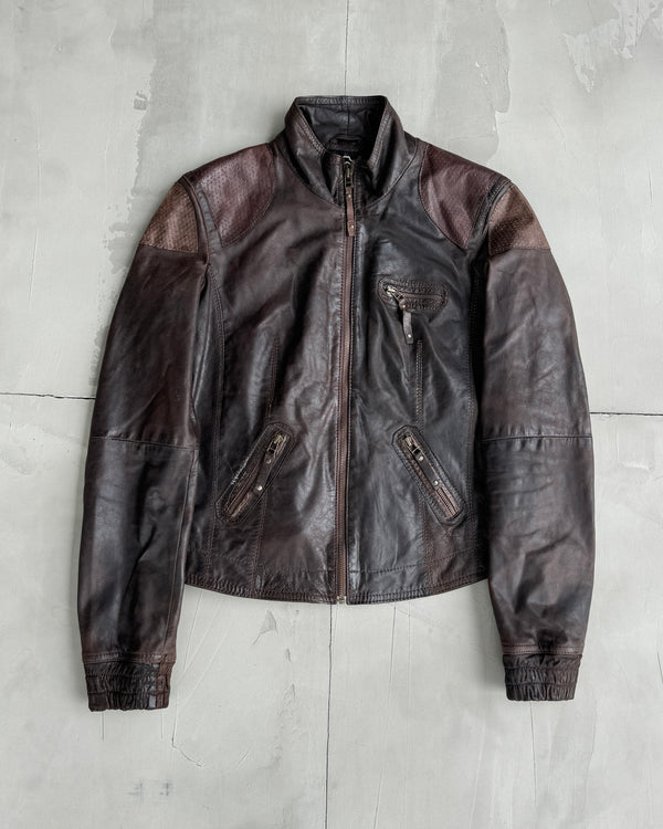 BROWN LEATHER JACKET - M